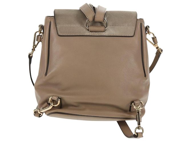 Chloé Chloe Fay Backpack Suede Leather 2way Beige Gold Auth BA8868 Golden - view 2