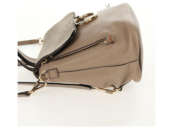 Chloé Chloe Fay Backpack Suede Leather 2way Beige Gold Auth BA8868 Golden - view 3