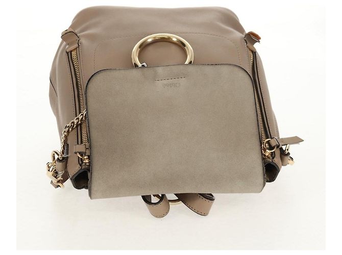 Chloé Chloe Fay Backpack Suede Leather 2way Beige Gold Auth BA8868 Golden - view 7