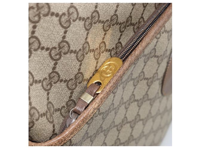 Borsa Gucci GG Supreme Web Sherry Line in PVC Beige Rosso 002 983 0054 Auth ep12384 - vista 10