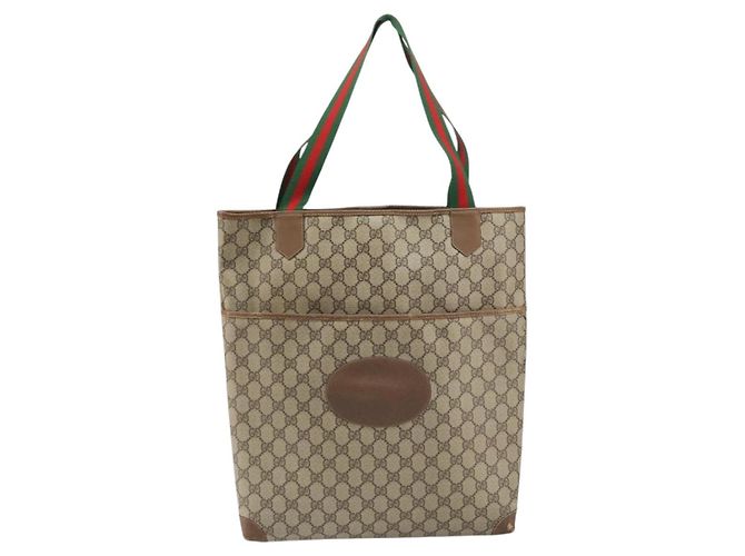 Borsa Gucci GG Supreme Web Sherry Line in PVC Beige Rosso 002 983 0054 Auth ep12384 - vista 13