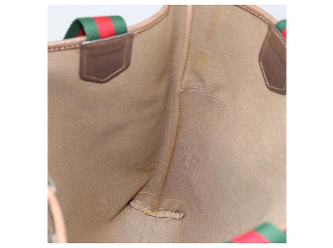 Borsa Gucci GG Supreme Web Sherry Line in PVC Beige Rosso 002 983 0054 Auth ep12384 - vista 20
