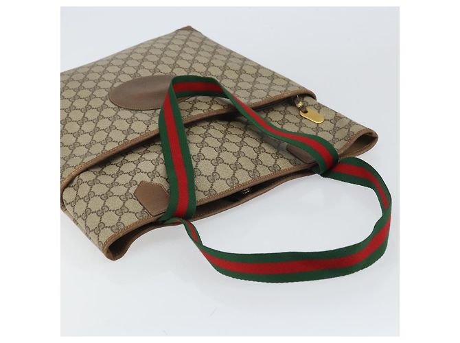 Borsa Gucci GG Supreme Web Sherry Line in PVC Beige Rosso 002 983 0054 Auth ep12384 - vista 6