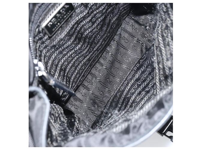 PRADA Schultertasche Nylon Schwarz Silber Authentisch 151622 - Ansicht 10
