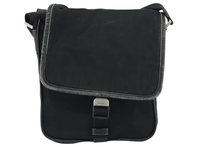 PRADA Schultertasche Nylon Schwarz Silber Authentisch 151622 - Ansicht 13