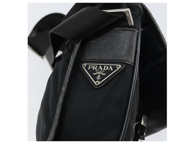 PRADA Schultertasche Nylon Schwarz Silber Authentisch 151622 - Ansicht 18