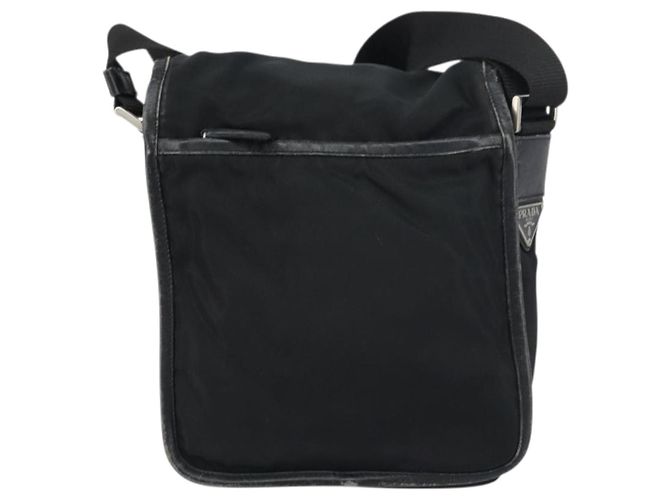 PRADA Schultertasche Nylon Schwarz Silber Authentisch 151622 - Ansicht 2