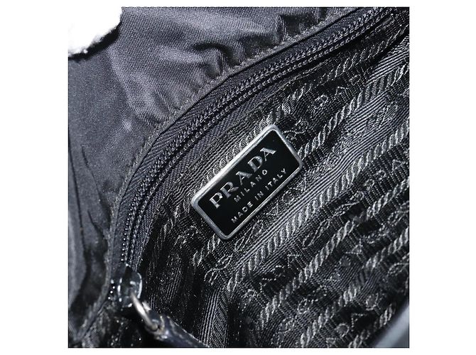 PRADA Schultertasche Nylon Schwarz Silber Authentisch 151622 - Ansicht 20