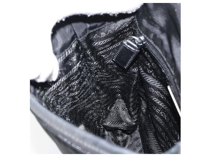PRADA Schultertasche Nylon Schwarz Silber Authentisch 151622 - Ansicht 22