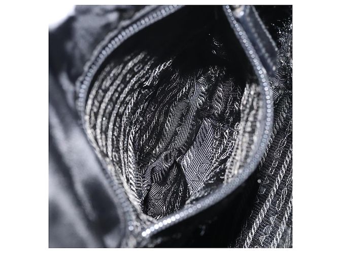 PRADA Schultertasche Nylon Schwarz Silber Authentisch 151622 - Ansicht 24