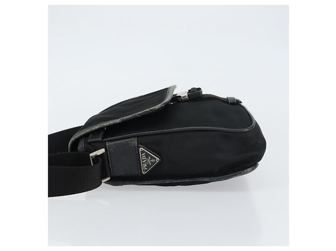PRADA Schultertasche Nylon Schwarz Silber Authentisch 151622 - Ansicht 4