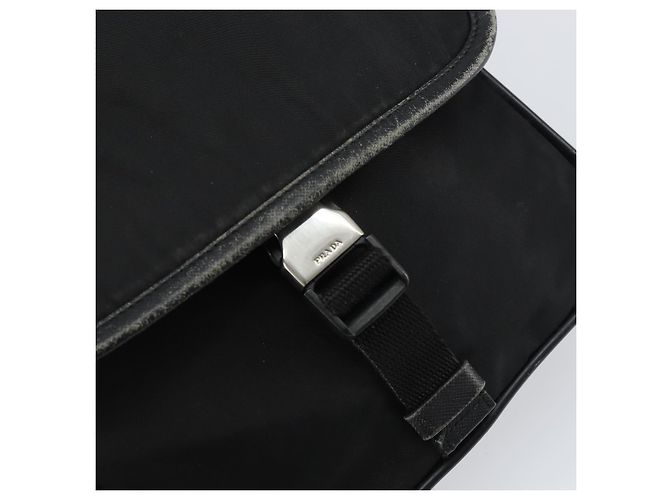 PRADA Schultertasche Nylon Schwarz Silber Authentisch 151622 - Ansicht 9