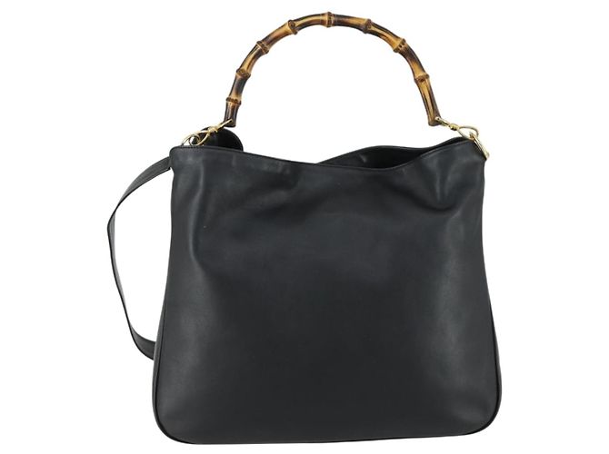 Borsa a Spalla in Pelle Gucci Bamboo 2way Nera Oro 001 1577 2123 Auth kk577 Nero D'oro - vista 13