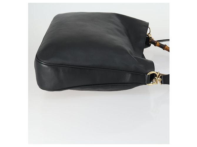 Borsa a Spalla in Pelle Gucci Bamboo 2way Nera Oro 001 1577 2123 Auth kk577 Nero D'oro - vista 3