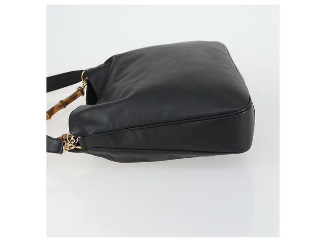 Borsa a Spalla in Pelle Gucci Bamboo 2way Nera Oro 001 1577 2123 Auth kk577 Nero D'oro - vista 4