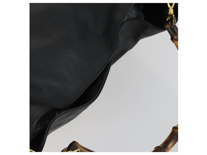 Borsa a Spalla in Pelle Gucci Bamboo 2way Nera Oro 001 1577 2123 Auth kk577 Nero D'oro - vista 6
