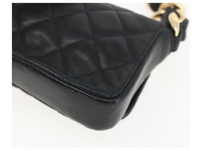 CHANEL Borsa a Spalla Mini Matelassé 11 in Pelle di Agnello Nera CC Auth 158892SM Nero D'oro - vista 16