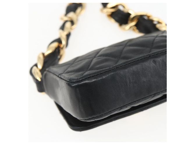 CHANEL Borsa a Spalla Mini Matelassé 11 in Pelle di Agnello Nera CC Auth 158892SM Nero D'oro - vista 17