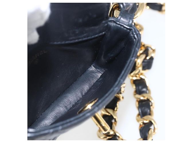 CHANEL Borsa a Spalla Mini Matelassé 11 in Pelle di Agnello Nera CC Auth 158892SM Nero D'oro - vista 19