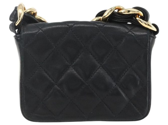 CHANEL Borsa a Spalla Mini Matelassé 11 in Pelle di Agnello Nera CC Auth 158892SM Nero D'oro - vista 2