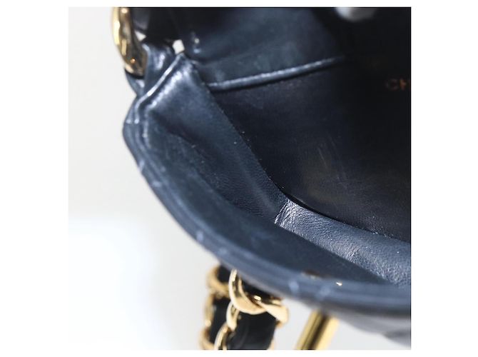 CHANEL Borsa a Spalla Mini Matelassé 11 in Pelle di Agnello Nera CC Auth 158892SM Nero D'oro - vista 20