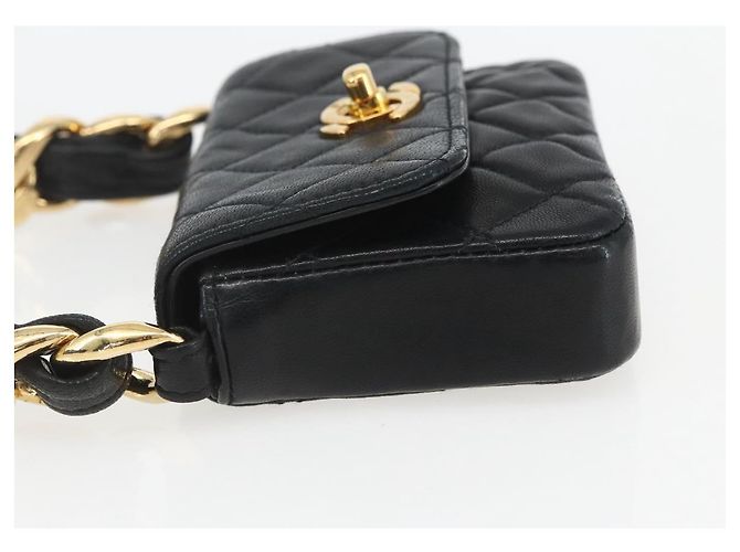 CHANEL Borsa a Spalla Mini Matelassé 11 in Pelle di Agnello Nera CC Auth 158892SM Nero D'oro - vista 3
