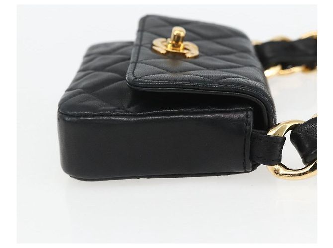 CHANEL Borsa a Spalla Mini Matelassé 11 in Pelle di Agnello Nera CC Auth 158892SM Nero D'oro - vista 4