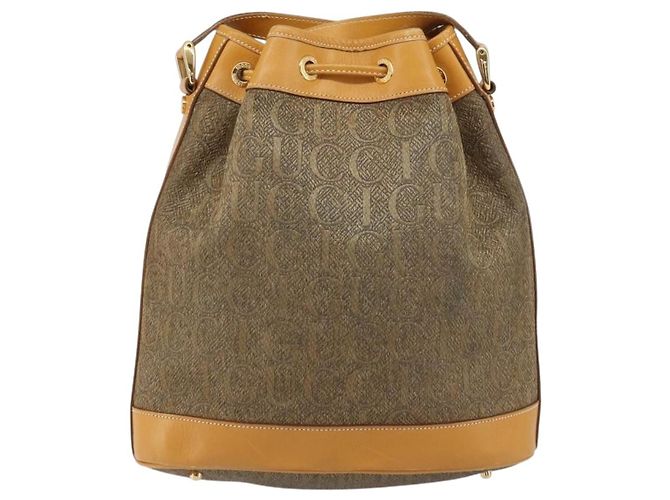 GUCCI Schultertasche aus Canvas Leder Beige Gold Auth ep12266 Golden - Ansicht 2
