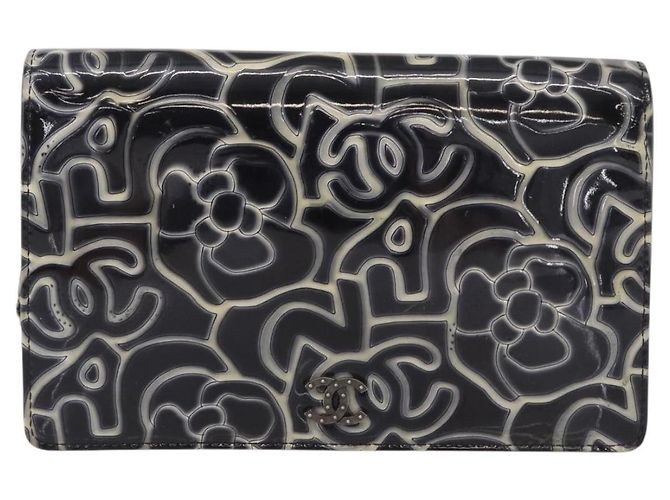 CHANEL Kamelie COCO Marken Kettenbörse Lackleder Grau Silber CC Auth 159748 Braun - Ansicht 13