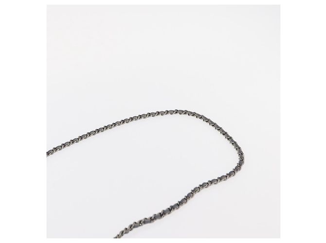 CHANEL Kamelie COCO Marken Kettenbörse Lackleder Grau Silber CC Auth 159748 Braun - Ansicht 14