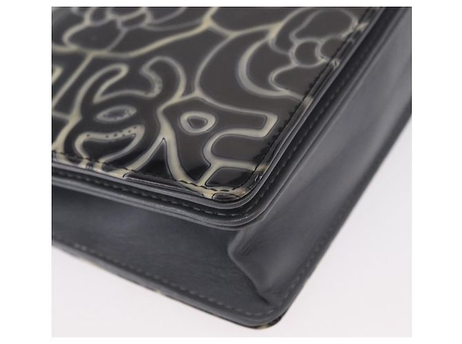 CHANEL Kamelie COCO Marken Kettenbörse Lackleder Grau Silber CC Auth 159748 Braun - Ansicht 15