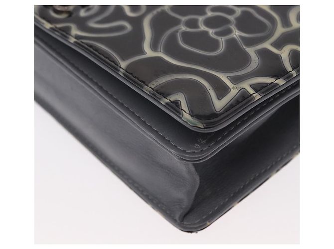 CHANEL Kamelie COCO Marken Kettenbörse Lackleder Grau Silber CC Auth 159748 Braun - Ansicht 16
