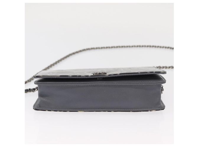 CHANEL Kamelie COCO Marken Kettenbörse Lackleder Grau Silber CC Auth 159748 Braun - Ansicht 5