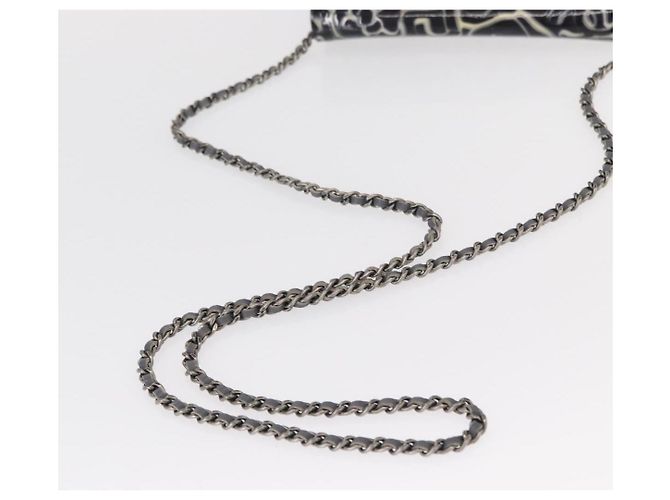 CHANEL Kamelie COCO Marken Kettenbörse Lackleder Grau Silber CC Auth 159748 Braun - Ansicht 7