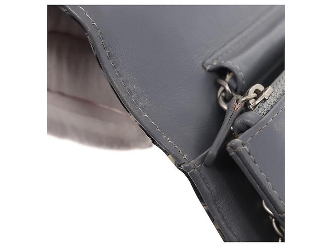 CHANEL Kamelie COCO Marken Kettenbörse Lackleder Grau Silber CC Auth 159748 Braun - Ansicht 8