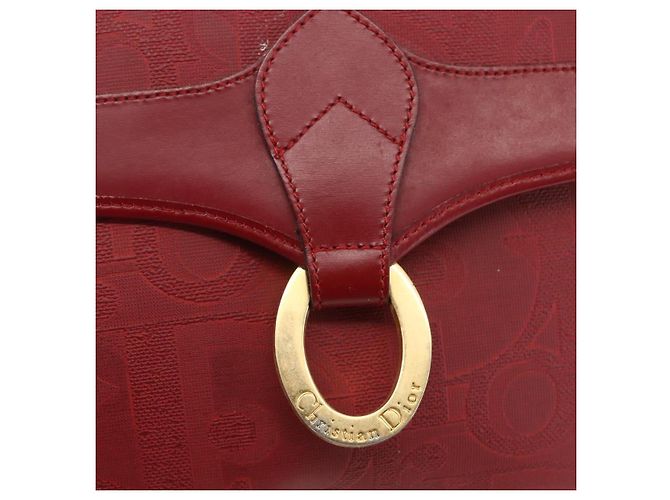 Borsa a spalla in tela Trotter Christian Dior PVC rosso oro Auth 159963 - vista 10