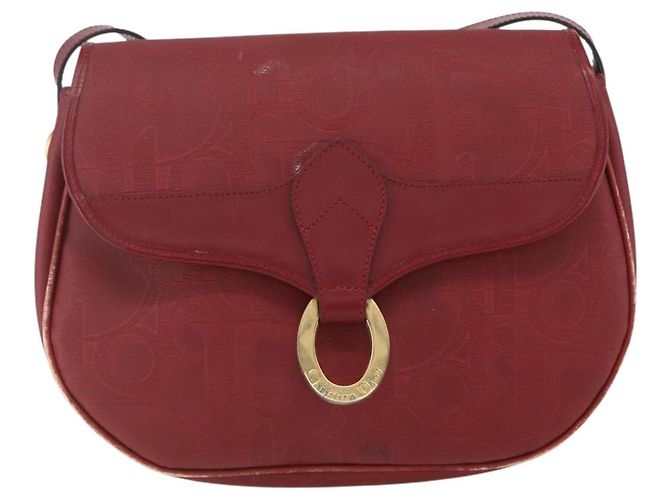 Borsa a spalla in tela Trotter Christian Dior PVC rosso oro Auth 159963 - vista 13