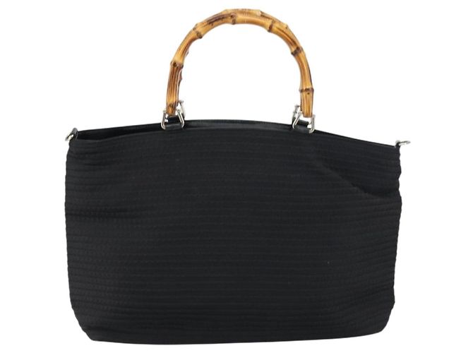 GUCCI Bamboo Tote Bag Nylon Black Silver 002 1364 0439 Auth ep12286 Silvery - view 2