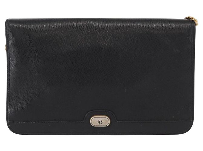 Borsa a spalla in pelle Christian Dior nera e oro Auth ka999 Nero D'oro - vista 2