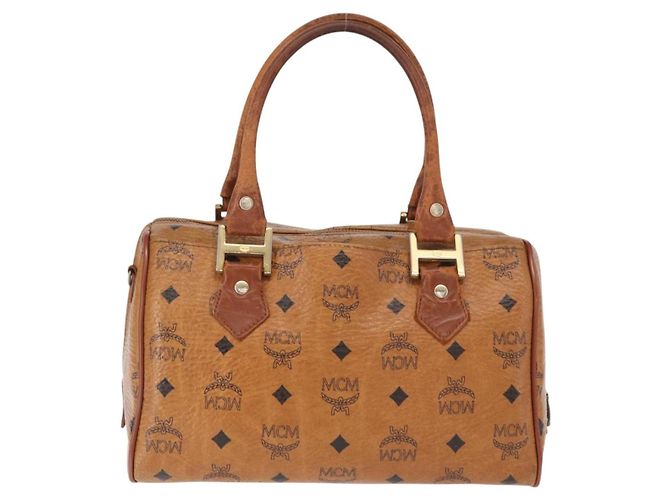 Borsa MCM Logogram Vicetos in pelle PVC marrone e oro Auth BA8791 D'oro - vista 2
