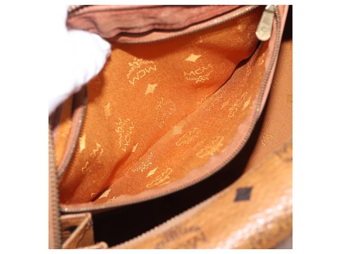 Borsa MCM Logogram Vicetos in pelle PVC marrone e oro Auth BA8791 D'oro - vista 21
