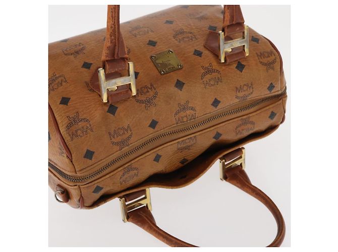 Borsa MCM Logogram Vicetos in pelle PVC marrone e oro Auth BA8791 D'oro - vista 6