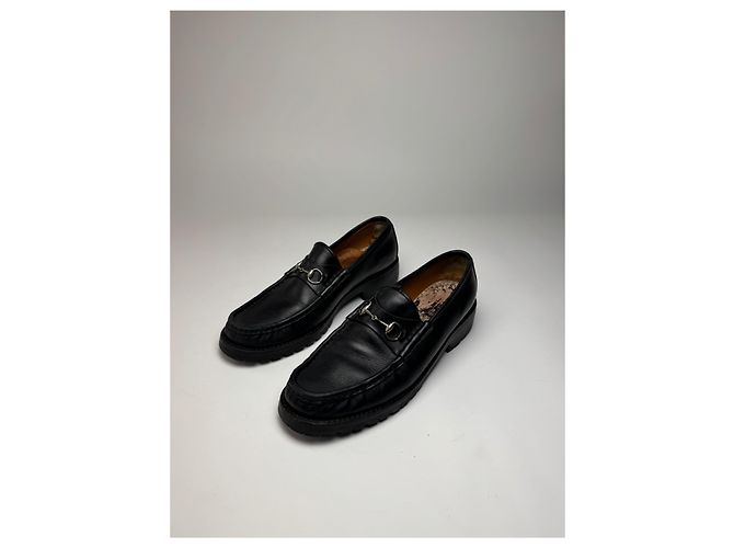 Mocassini in pelle Horsebit da uomo Gucci vintage neri 42,5 - vista 12