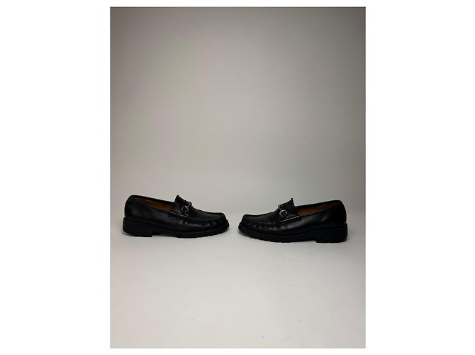 Mocassini in pelle Horsebit da uomo Gucci vintage neri 42,5 - vista 4