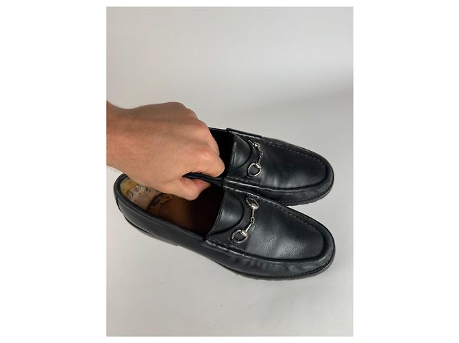 Mocassini in pelle Horsebit da uomo Gucci vintage neri 42,5 - vista 6