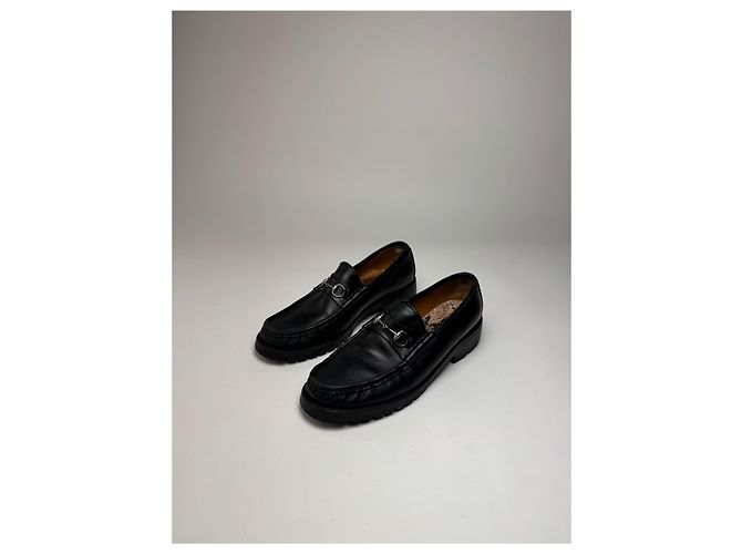 Mocassini in pelle Horsebit da uomo Gucci vintage neri 42,5 - vista 8