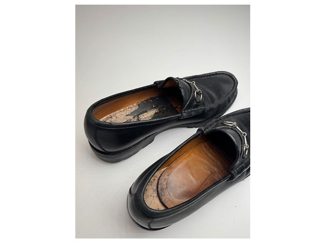 Mocassini in pelle Horsebit da uomo Gucci vintage neri 42,5 - vista 9