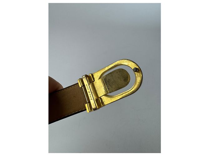 Céline Cinturón de cuero negro con logo de carruaje vintage Celine Paris - vista 4