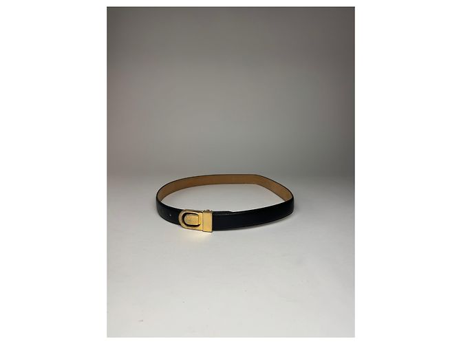 Céline Cinturón de cuero negro con logo de carruaje vintage Celine Paris - vista 5