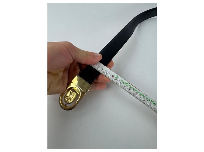 Céline Cinturón de cuero negro con logo de carruaje vintage Celine Paris - vista 7